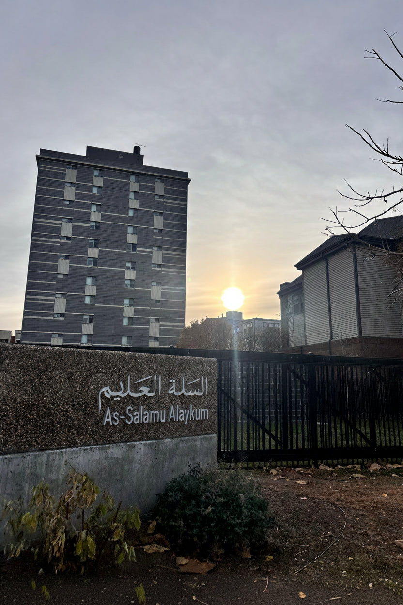 sun behind the building
